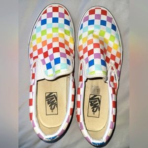 Vans Checkered Rainbow Slip on Shoes